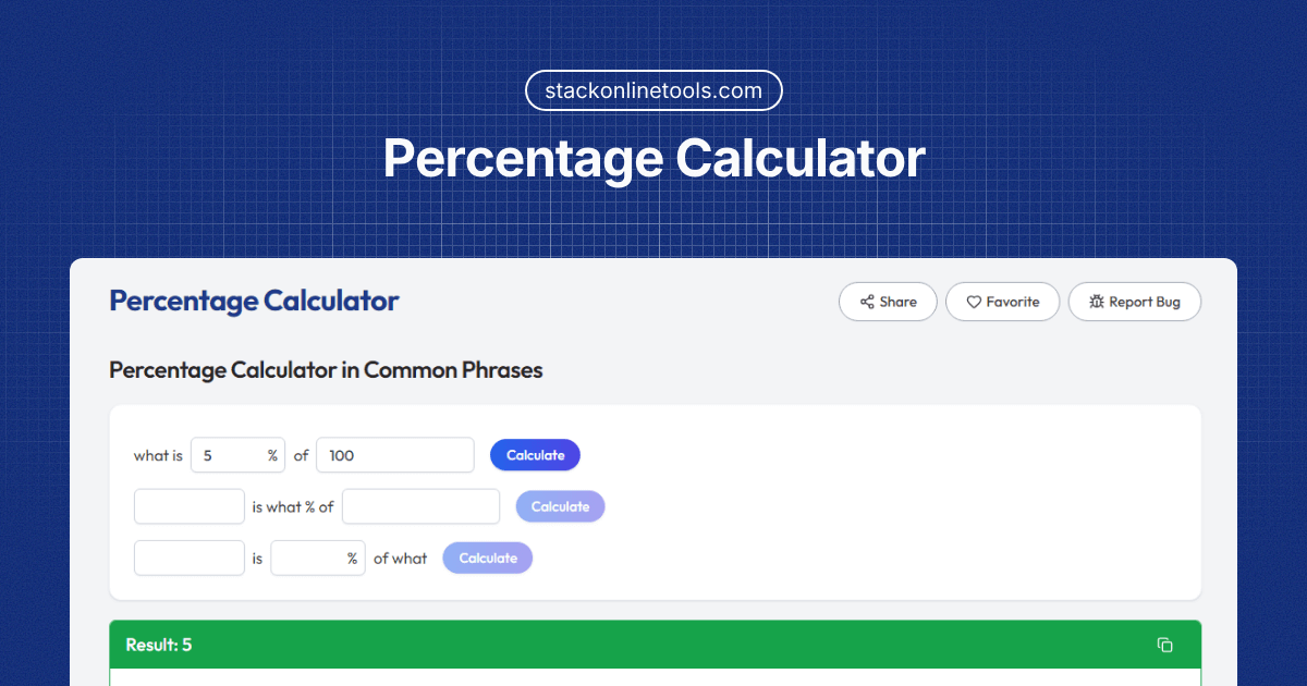 percentage calculator online - calculate percentages... Percentage Calculator – Quick & Easy Percent Calculations